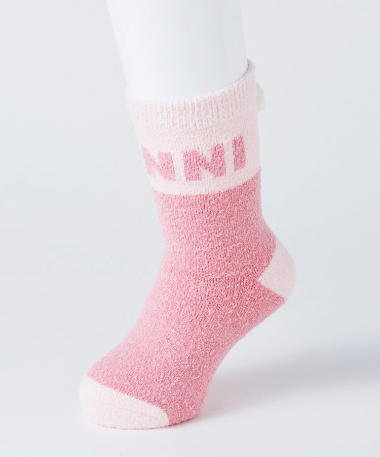 JENNI キッズ クルーソックス 切替ロゴ モール 梵天