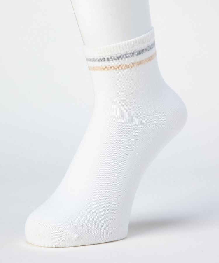 【在庫限り】素足ごこち レディース クルーソックス ライン 12cm 抗菌防臭