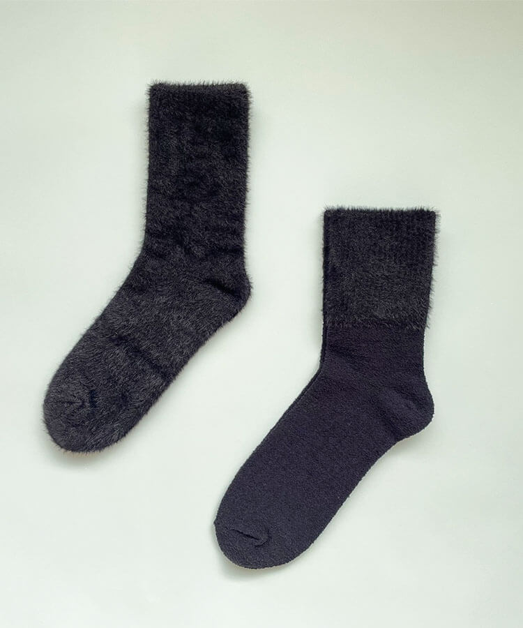 【WEB限定】【ソックス2点セット】17℃ レディース ソックス モールソックスセット（ブラック）