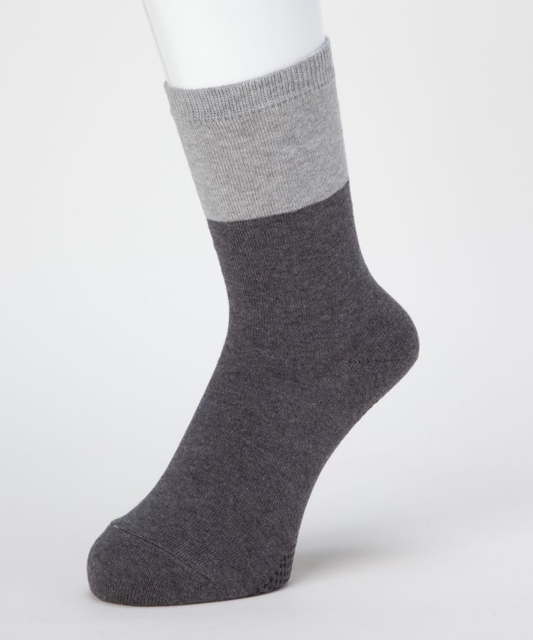 【10％OFF】はくらく メンズ 18cm丈 二重編 二面切替 滑り止め付（お家用）