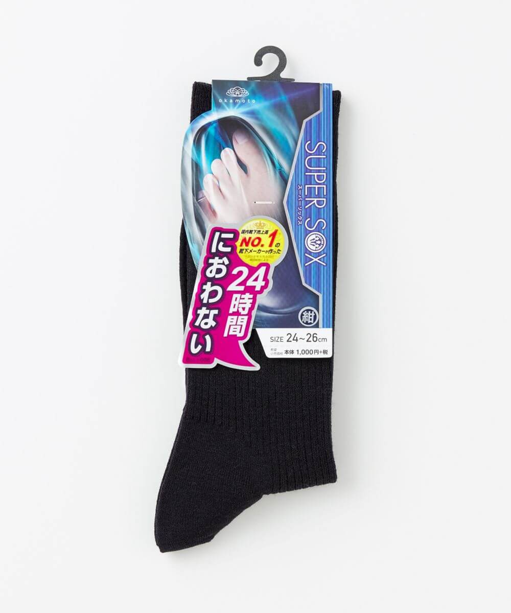 【10％OFF】SUPER SOX メンズ クルー丈 リブ柄