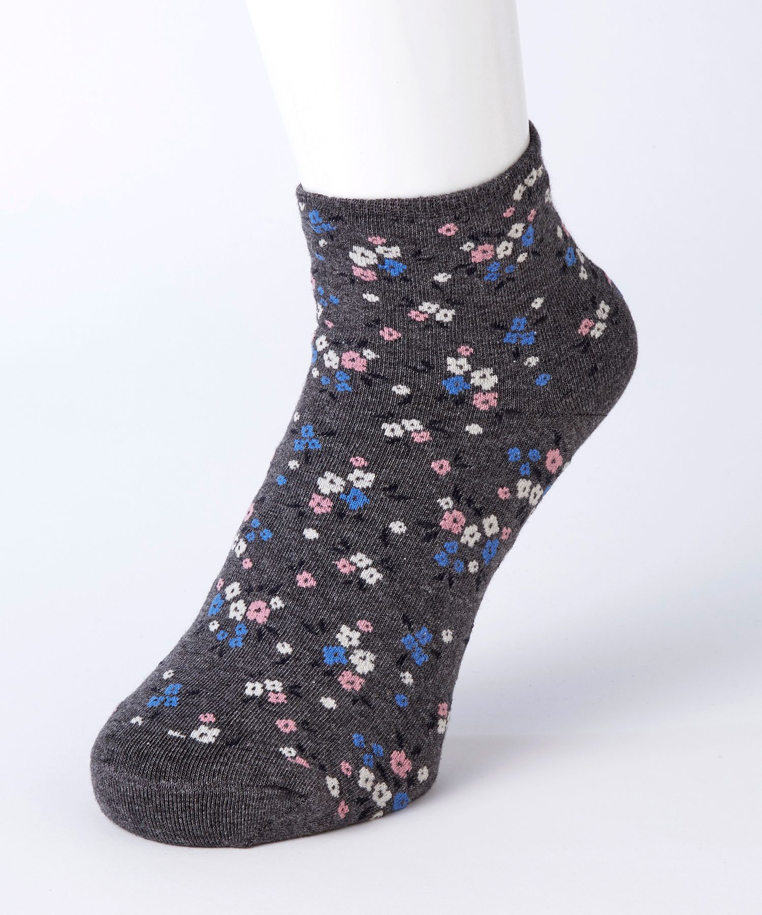 はくらく レディース 天然素材の層 二重編みソックス 小花柄 靴下の岡本公式オンラインショップ