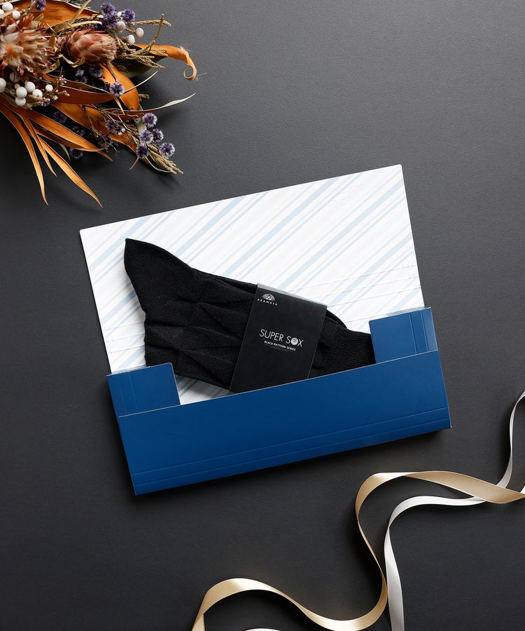 【WEB限定】【ギフト包装】SUPER SOX BLACK  クルー丈