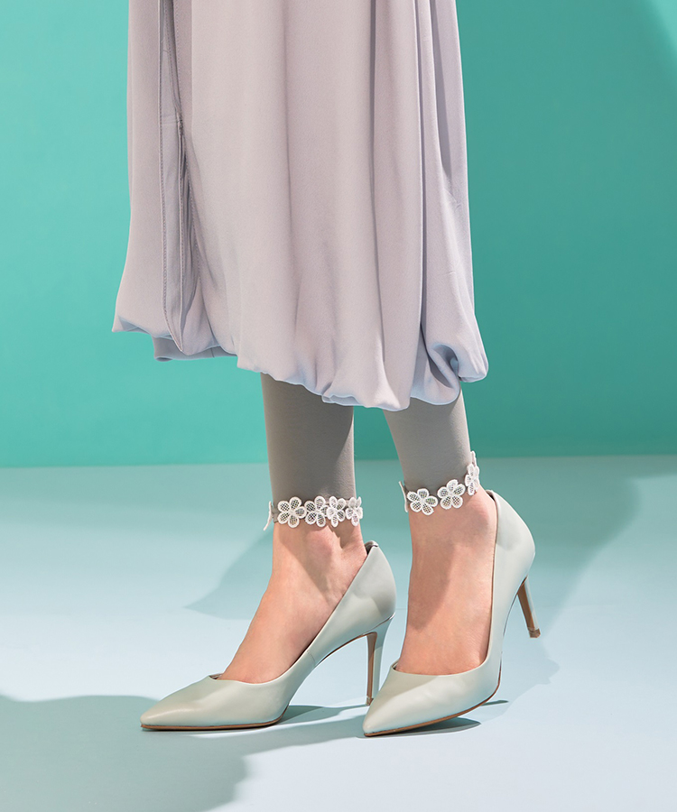 17℃ レディース レギンス  ICY DECO メッシュフラワー10 分丈