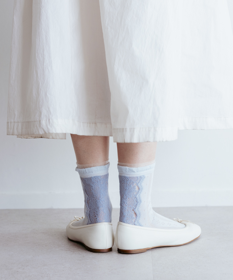 17℃ レディース ソックス シアーバックレース柄